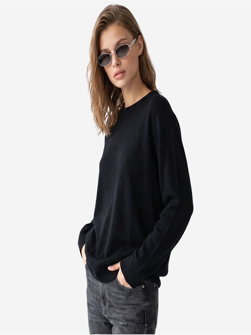 Pull femme en mélange de laine mixray Noir - Kiabi