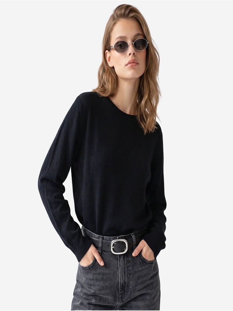 Pull femme en mélange de laine mixray Noir - Kiabi