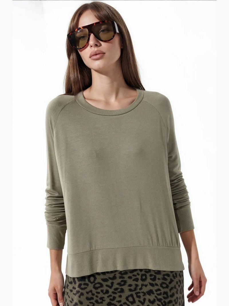 Pull femme en mélange de viscose busem Kaki - Kiabi
