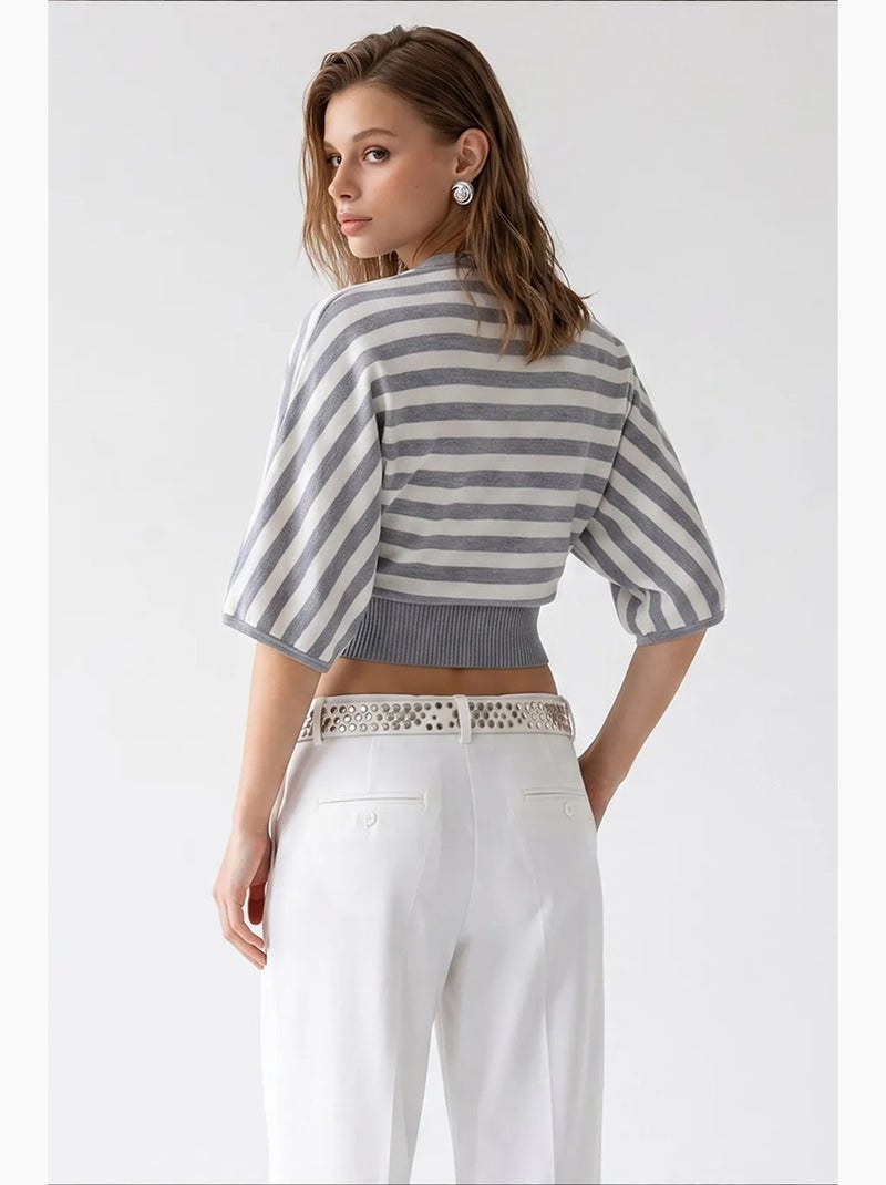 Pull femme en mélange de viscose mixray Blanc Gris - Kiabi
