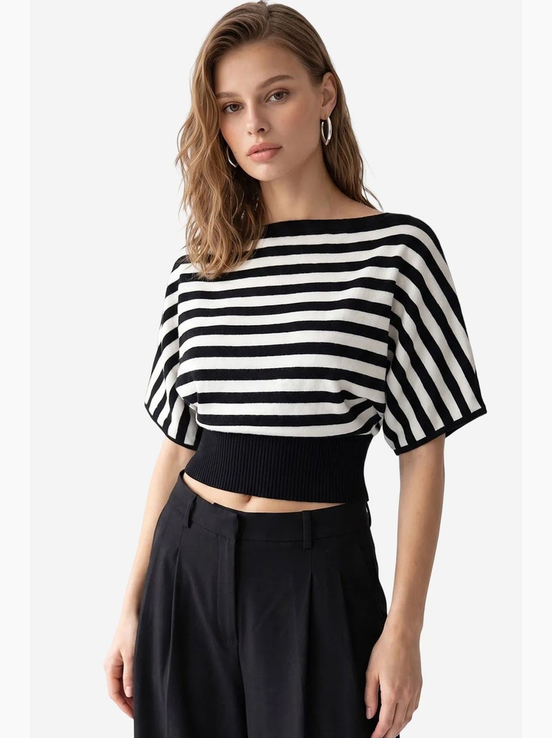 Pull femme en mélange de viscose mixray Noir Blanc - Kiabi
