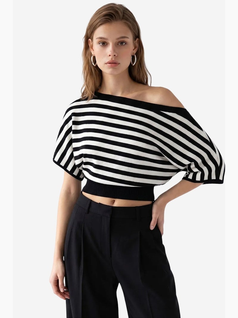 Pull femme en mélange de viscose mixray Noir Blanc - Kiabi