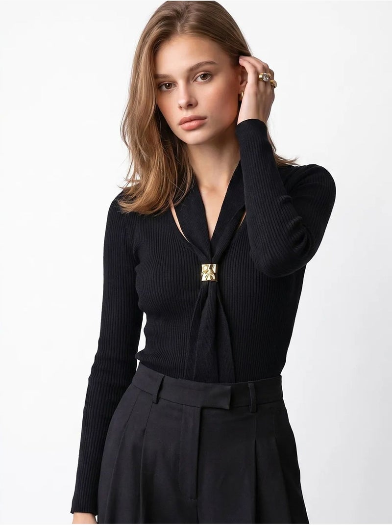 Pull femme en mélange de viscose mixray Noir - Kiabi
