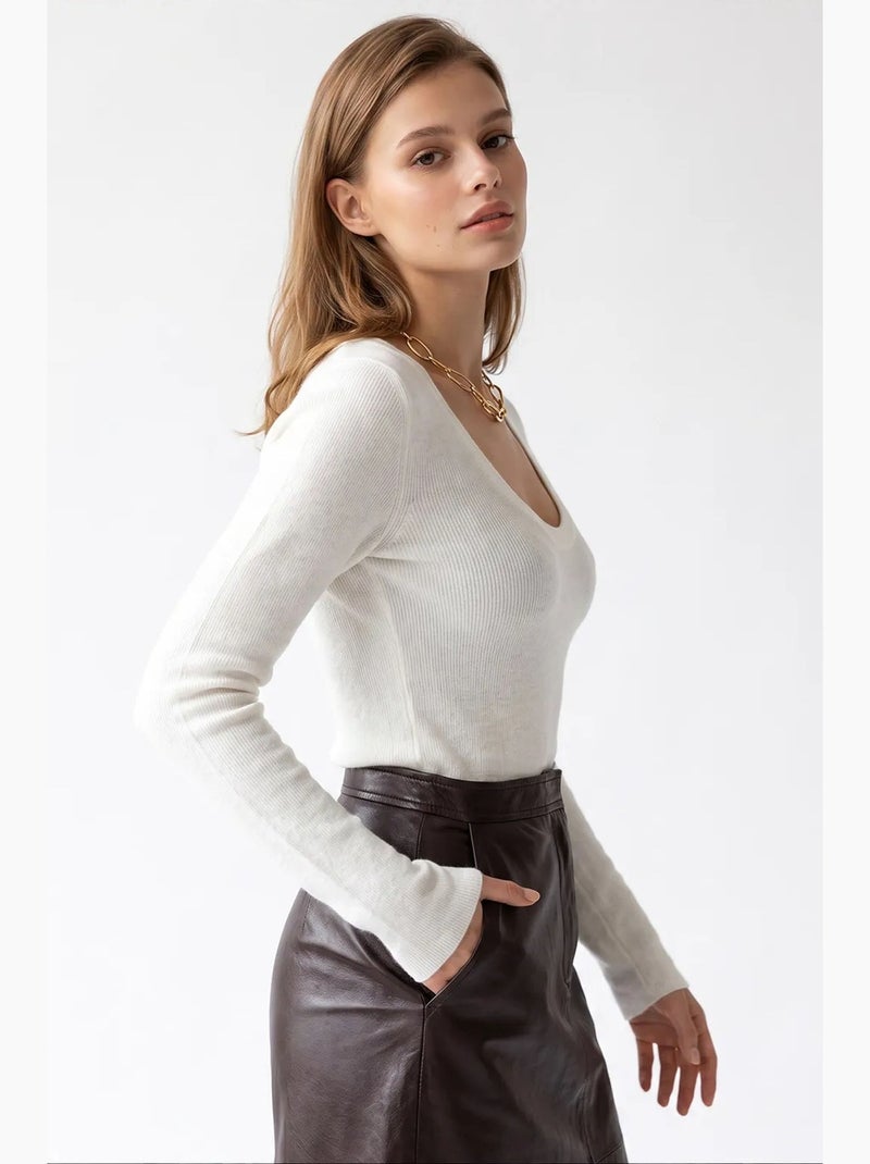 Pull femme en mélange viscose et cachemire mixray Blanc cassé - Kiabi