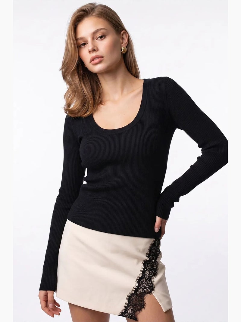 Pull femme en mélange viscose et cachemire mixray Noir - Kiabi