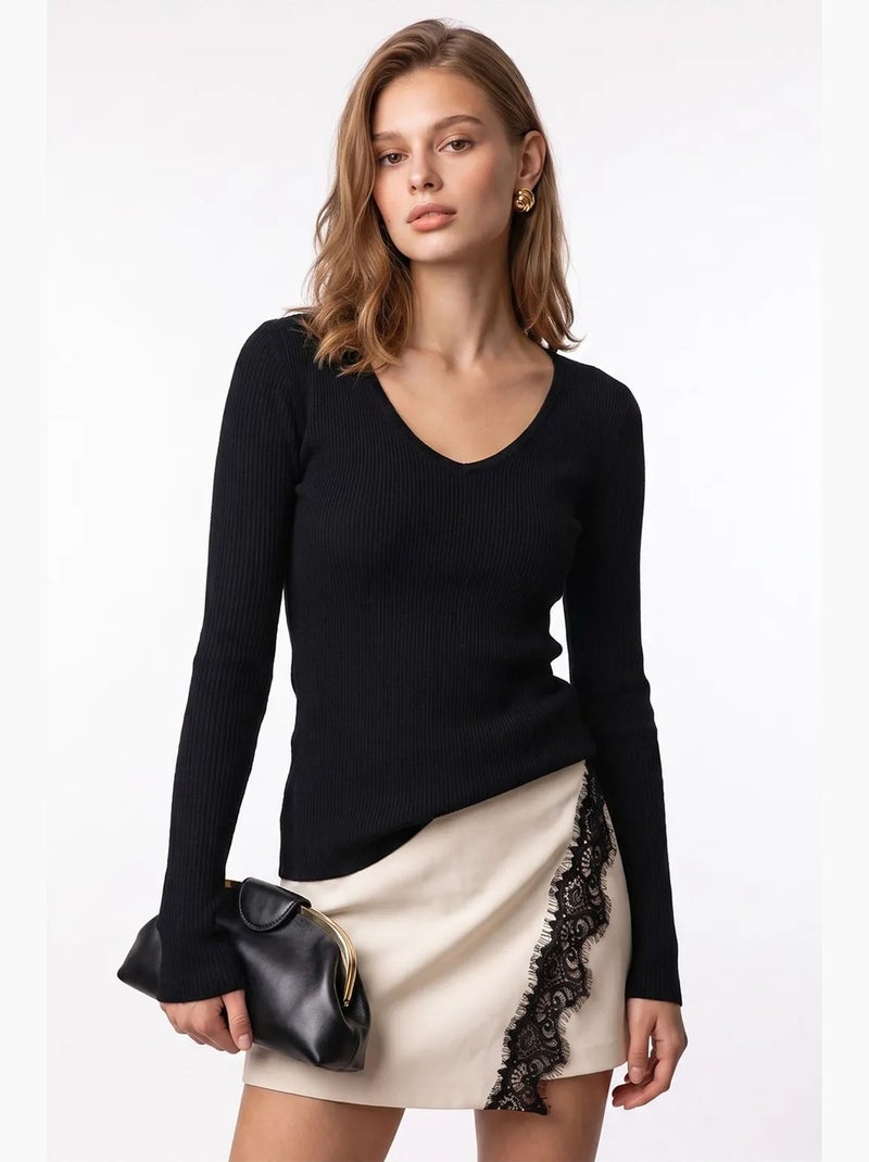Pull femme en mélange viscose et cachemire mixray Noir - Kiabi