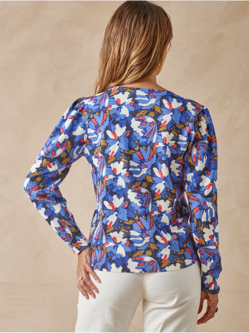Pull femme encolure ronde - DAXON Bleu Blanc - Kiabi