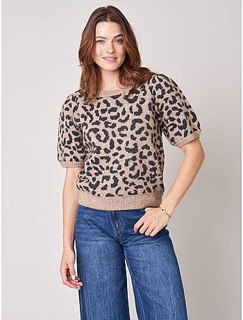Pull femme imprimé léopard 'deeluxe'
