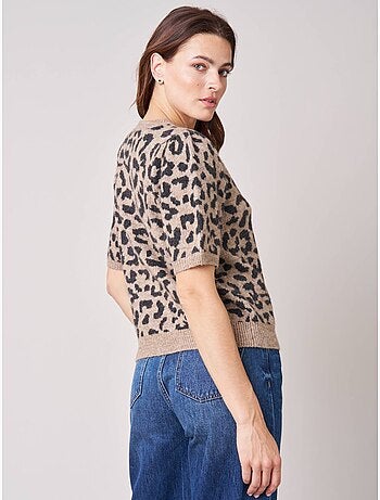 Pull femme imprimé léopard 'deeluxe'