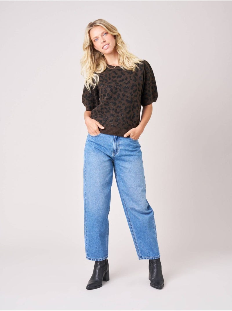 Pull femme imprimé léopard  'deeluxe' Marron - Kiabi