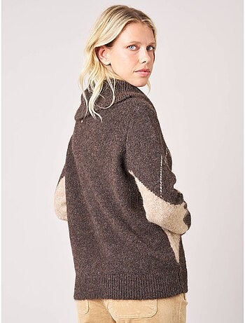 Pull femme jacquard losanges col roulé 'Deeluxe'