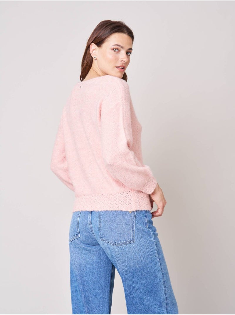Pull femme maille douce 'deeluxe' Rose clair - Kiabi