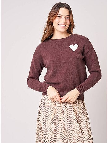 Pull femme maille douce motif cœur 'deeluxe'