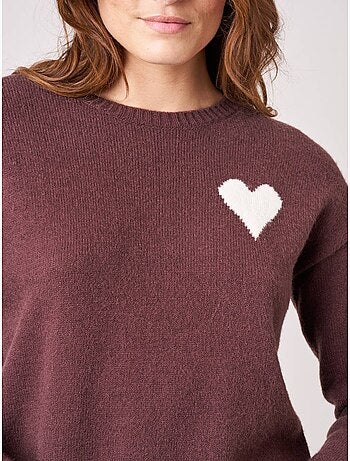 Pull femme maille douce motif cœur 'deeluxe'