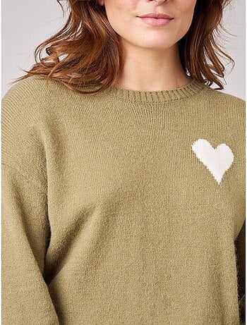 Pull femme maille douce motif cœur 'deeluxe'