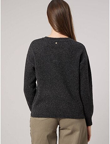 Pull femme maille douce motif losanges à sequins 'deeluxe'
