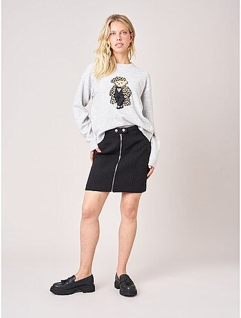 Pull femme maille douce motif ourson 'deeluxe'