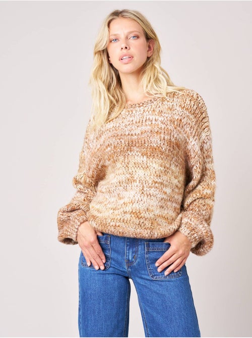 Pull femme maille multicolore effet chiné 'Deeluxe' - Kiabi
