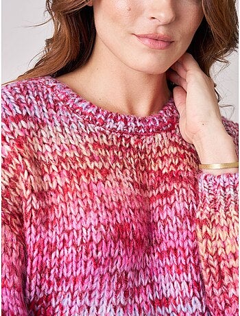 Pull femme maille multicolore effet chiné 'deeluxe'