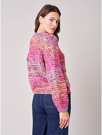 Pull femme maille multicolore effet chiné 'deeluxe'