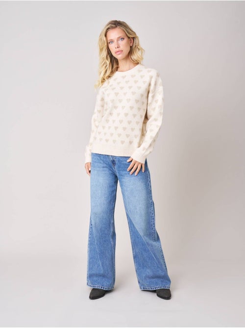 Pull femme motif cœurs en maille douce 'deeluxe' - Kiabi