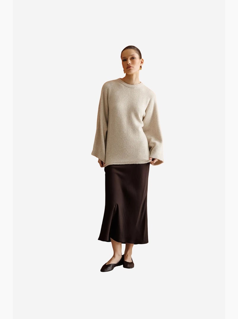 Pull femme oversize à col rond mixray Beige naturel - Kiabi