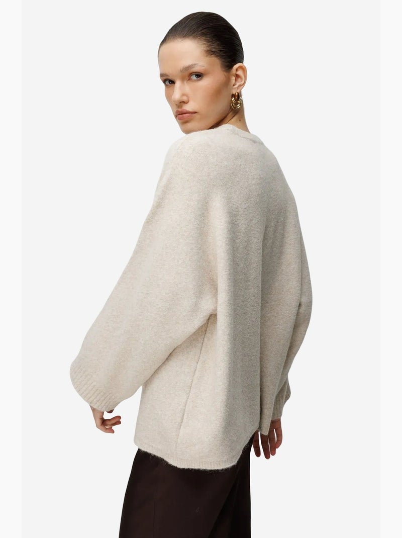 Pull femme oversize à col rond mixray Beige naturel - Kiabi