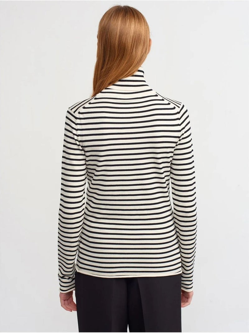 Pull femme rayé en maille côtelée à col roulé dilvin Multicolore - Kiabi