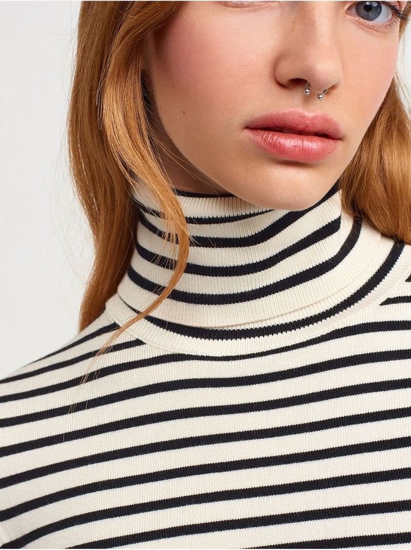 Pull femme rayé en maille côtelée à col roulé dilvin Multicolore - Kiabi