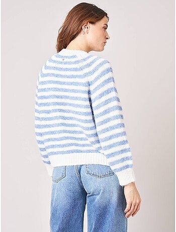 Pull femme rayé en maille douce 'deeluxe'