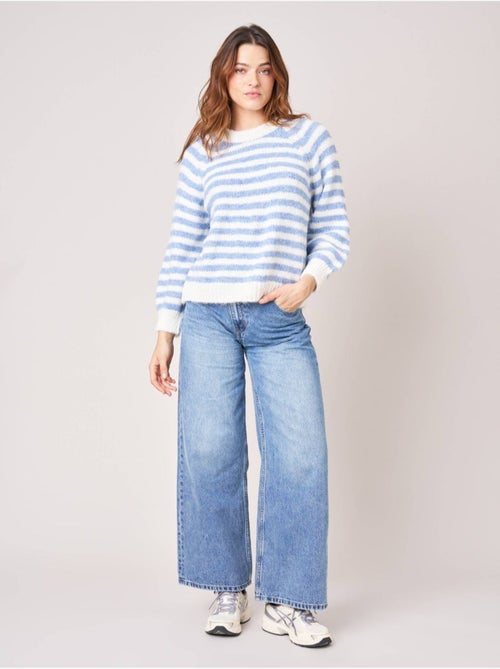 Pull femme rayé en maille douce 'deeluxe' - Kiabi