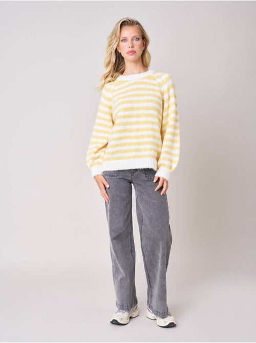 Pull femme rayé en maille douce 'deeluxe' - Kiabi