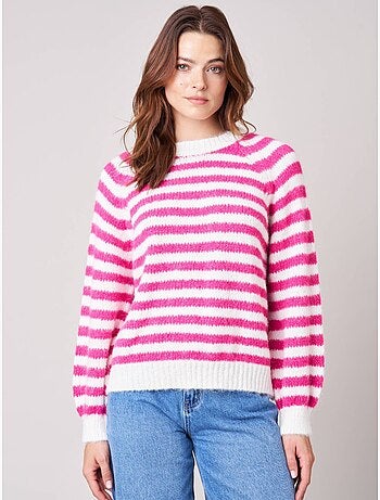Pull femme rayé en maille douce 'Deeluxe'