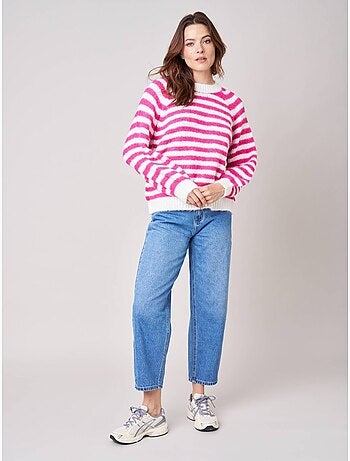 Pull femme rayé en maille douce 'Deeluxe'
