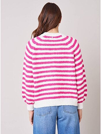 Pull femme rayé en maille douce 'Deeluxe'
