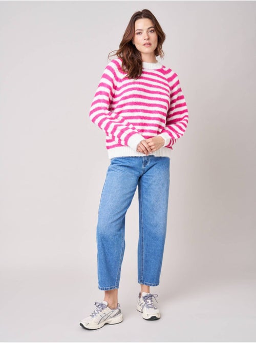 Pull femme rayé en maille douce 'Deeluxe' - Kiabi Pull femme rayé en maille douce 'Deeluxe' - Kiabi