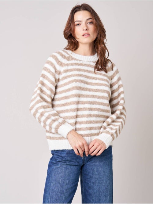 Pull femme rayé en maille douce 'deeluxe' - Kiabi