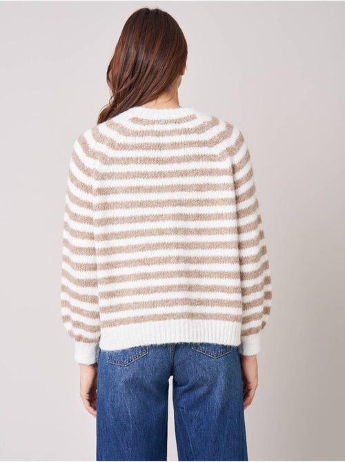 Pull femme rayé en maille douce 'deeluxe' - Kiabi