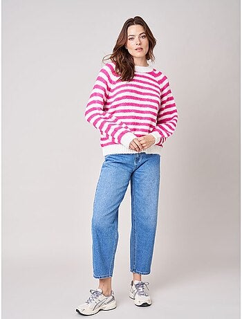 Pull femme rayé en maille douce 'deeluxe'