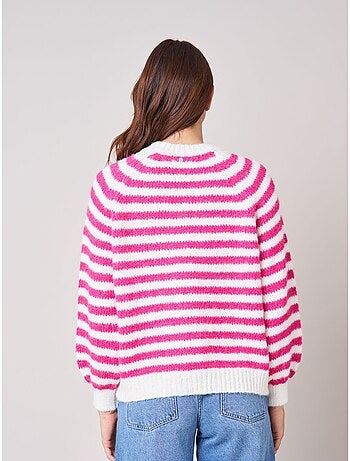 Pull femme rayé en maille douce 'deeluxe'