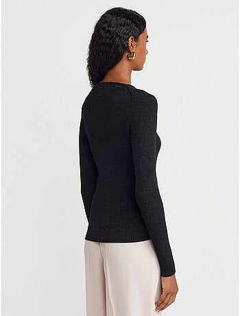 Pull femme slim à col v côtelé dilvin