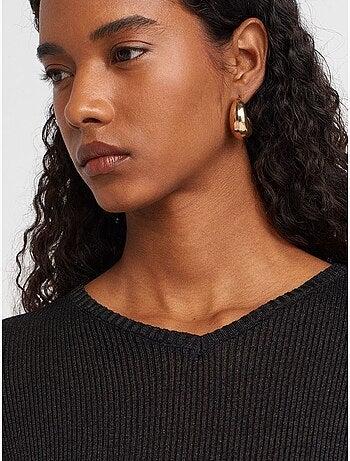 Pull femme slim à col v côtelé dilvin