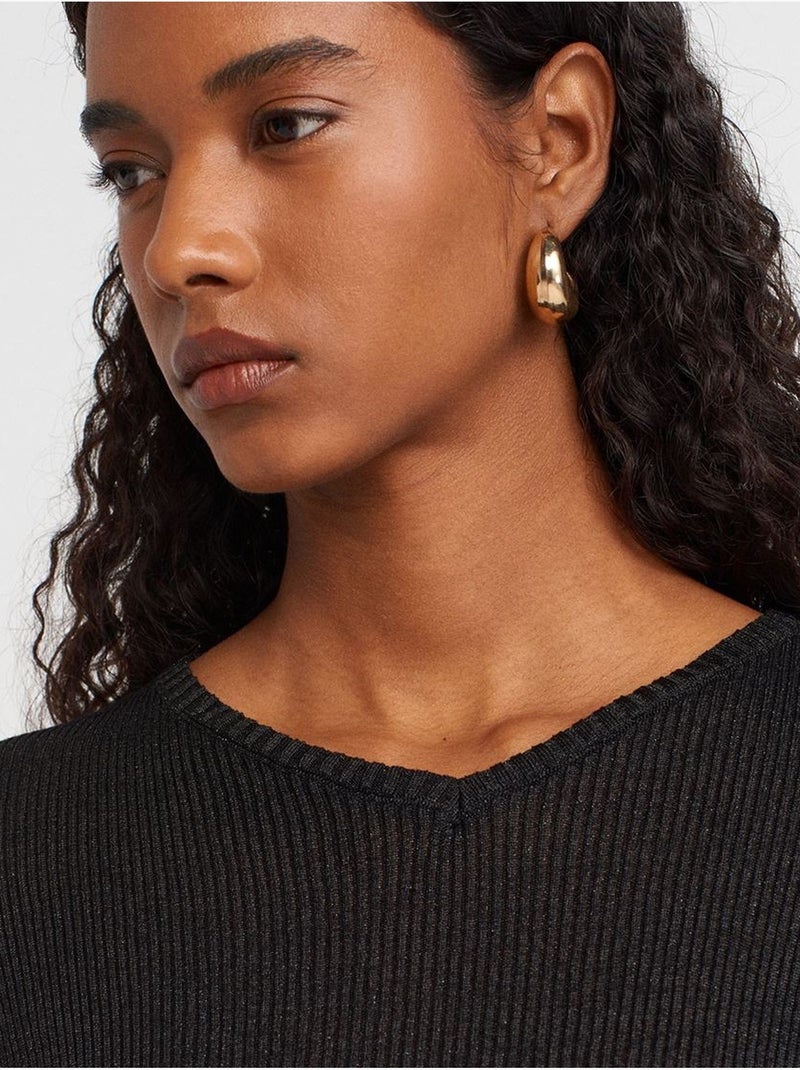 Pull femme slim à col v côtelé dilvin Noir - Kiabi