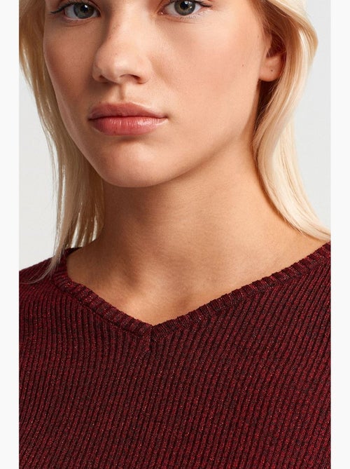 Pull femme slim à col v côtelé dilvin - Kiabi Pull femme slim à col v côtelé dilvin - Kiabi