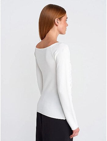 Pull femme slim en maille côtelée à col v dilvin