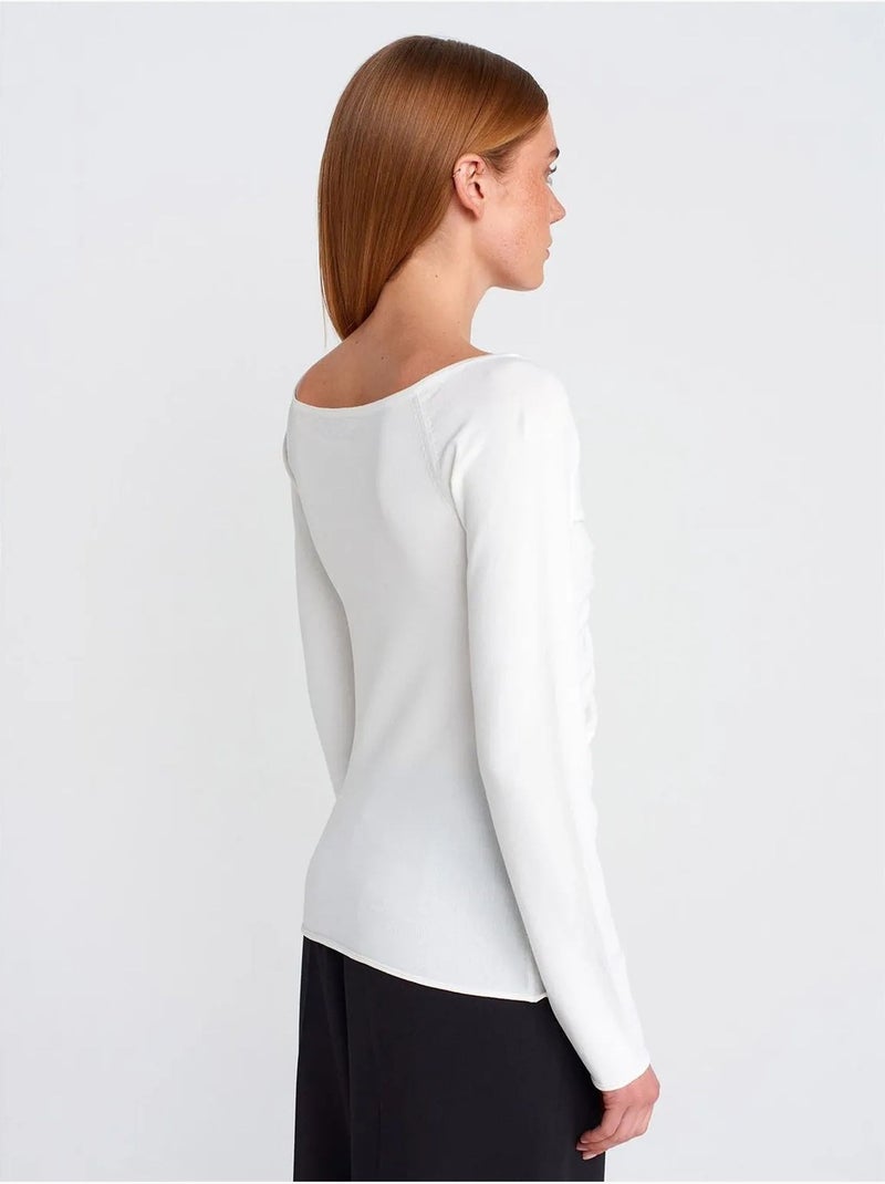 Pull femme slim en maille côtelée à col v dilvin Blanc - Kiabi