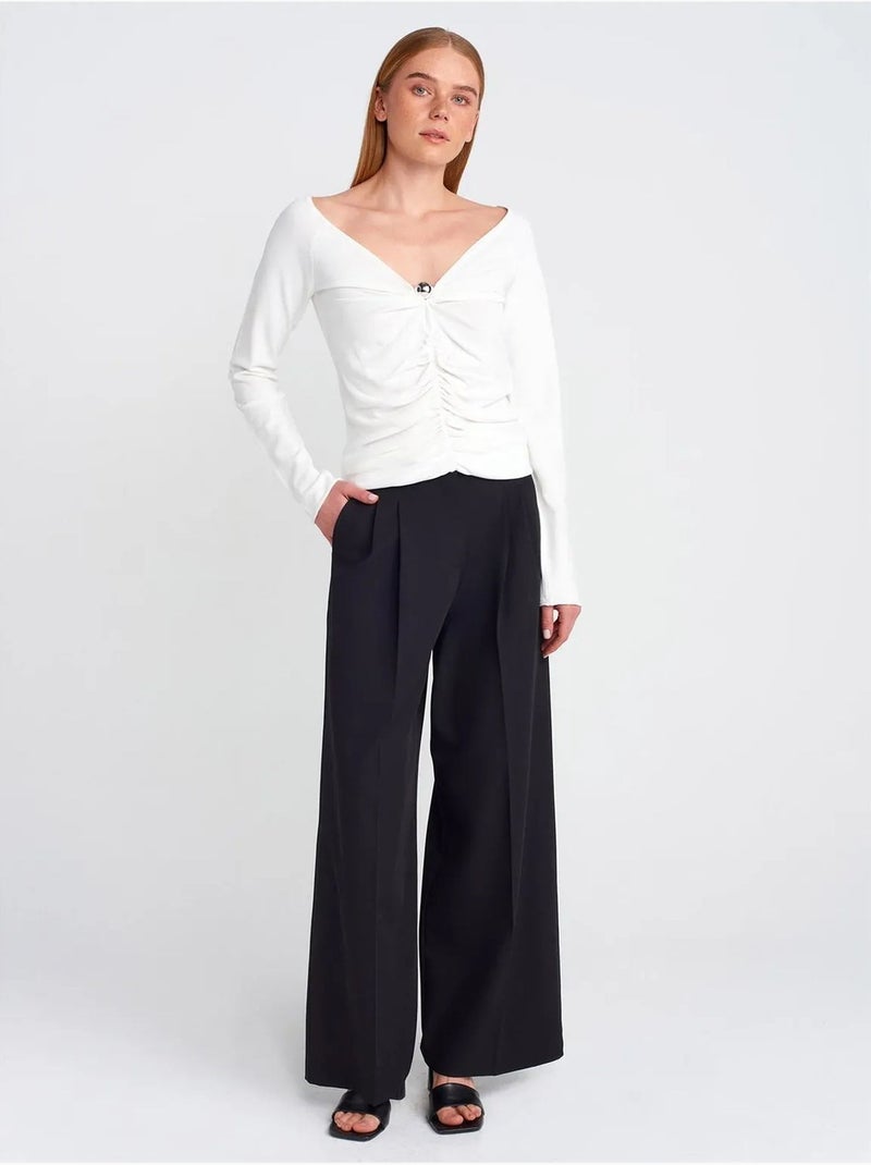 Pull femme slim en maille côtelée à col v dilvin Blanc - Kiabi