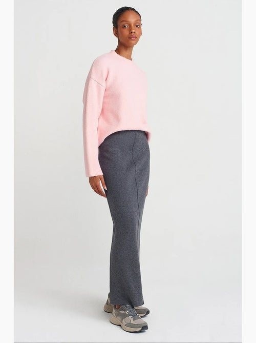 Pull femme uni à col rond et maille côtelée dilvin - Kiabi