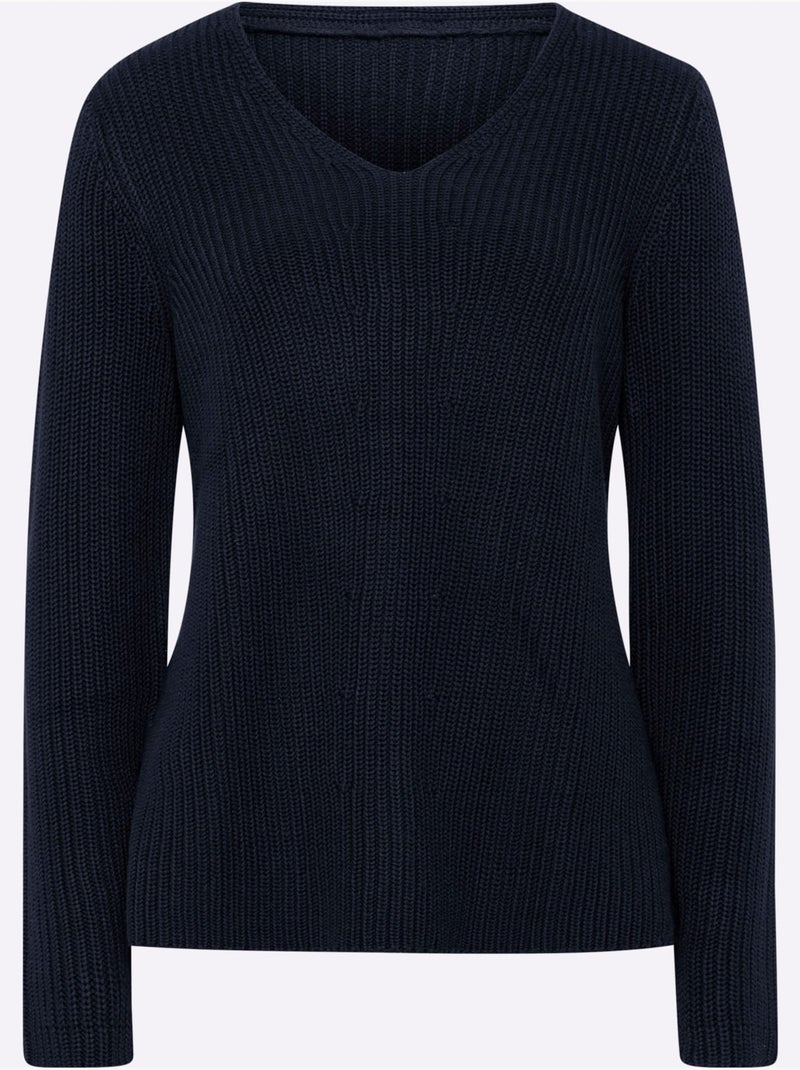 Pull Fentes Sur Les Côtés - Taille Standard - Helline Bleu marine - Kiabi