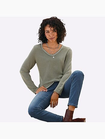 Pull fil argenté brillant couleur argenté - taille standard - helline